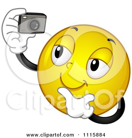 Clipart Smiley Taking A Self Portrait - Royalty Free Vector Illustration by BNP Design Studio