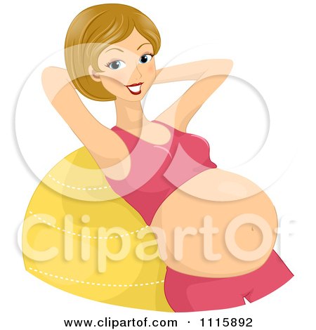 Clipart Fit Pregnant Woman Doing Crunches On An Exercise Ball - Royalty Free Vector Illustration by BNP Design Studio