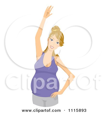 Clipart Fit Blond Pregnant Woman Stretching Or Doing Yoga - Royalty Free Vector Illustration by BNP Design Studio