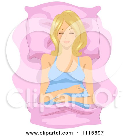 Clipart Blond Pregnant Woman Sleeping On Her Back - Royalty Free Vector Illustration by BNP Design Studio