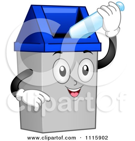 Clipart Happy Recycle Bin Inserting A Bottle - Royalty Free Vector Illustration by BNP Design Studio