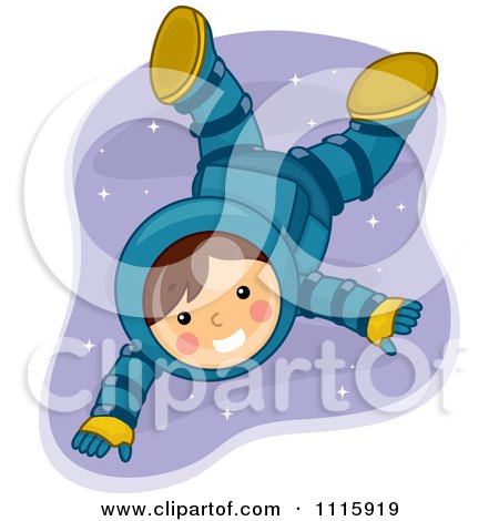 Clipart Cute Astronaut Boy Floating In Space - Royalty Free Vector Illustration by BNP Design Studio