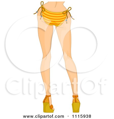 Clipart Rear View Of The Legs Of A Woman In A Bikini And Wedges - Royalty Free Vector Illustration by BNP Design Studio