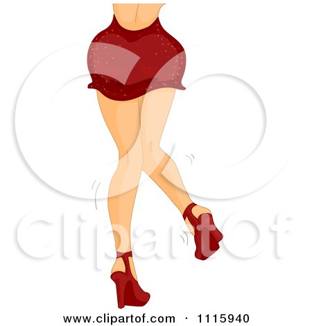 Clipart Rear View Of The Legs Of A Woman Dancing In A Red Dress And Heels - Royalty Free Vector Illustration by BNP Design Studio