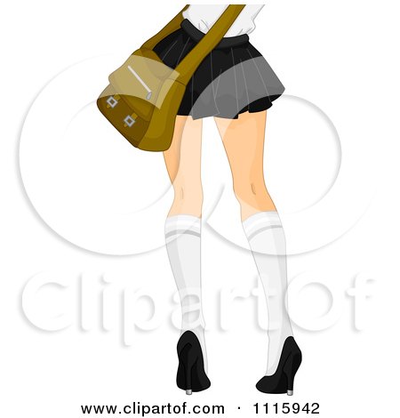 Clipart Rear View Of The Legs Of A School Girl In A Short Skirt And Knee High Socks - Royalty Free Vector Illustration by BNP Design Studio