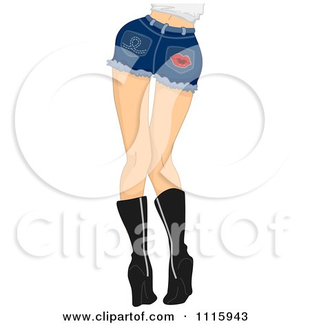 Clipart Rear View Of The Legs Of A Sexy Woman Wearing Daisy Dukes - Royalty Free Vector Illustration by BNP Design Studio