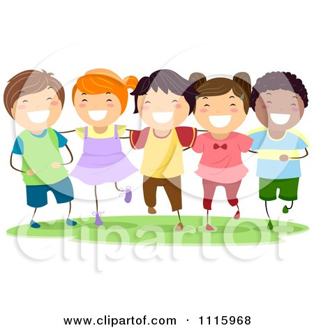 Clipart Happy Diverse Kids Smiling - Royalty Free Vector Illustration by BNP Design Studio