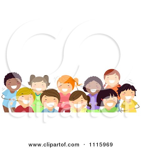 Clipart Happy Diverse Kids Laughing Under Copyspace - Royalty Free Vector Illustration by BNP Design Studio