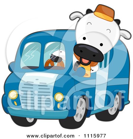 Clipart Milk Delivery Truck Cow - Royalty Free Vector Illustration by BNP Design Studio