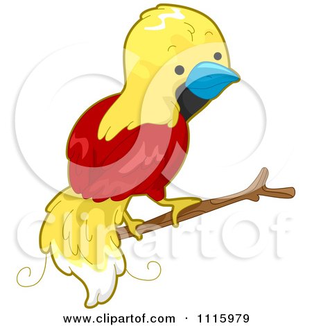 Clipart Cute Bird Of Paradise On A Branch - Royalty Free Vector Illustration by BNP Design Studio