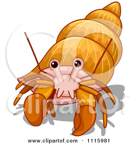 Clipart Cute Hermit Crab In A Spiral Shell - Royalty Free Vector Illustration by BNP Design Studio