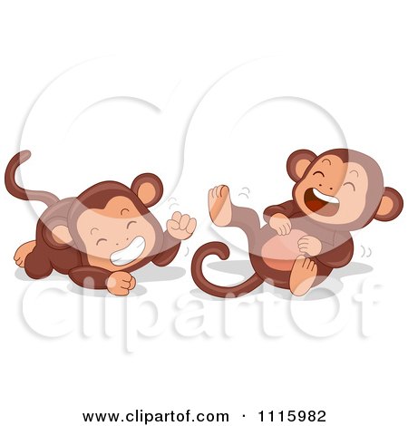 Clipart Cute Laughing Monkeys - Royalty Free Vector Illustration by BNP Design Studio