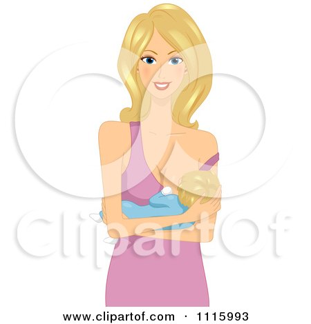 Clipart Beautiful Blond Mother Breast Feeding Her Baby - Royalty Free Vector Illustration by BNP Design Studio
