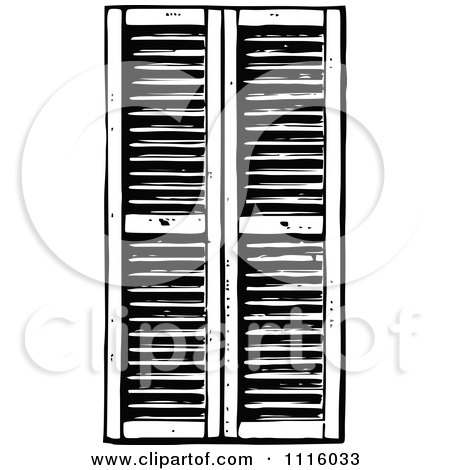 Clipart Retro Vintage Black And White Window Shutters 1 - Royalty Free Vector Illustration by Prawny Vintage
