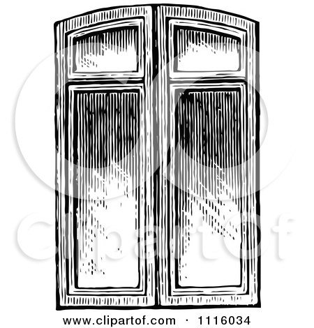 Clipart Retro Vintage Black And White Window Shutters 2 - Royalty Free Vector Illustration by Prawny Vintage