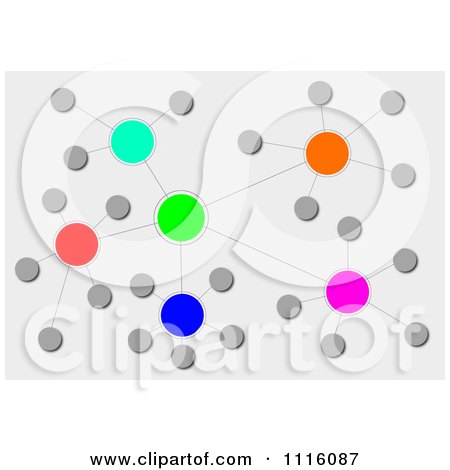 Clipart Colorful Orb Network Over Gray 2 - Royalty Free Illustration by oboy