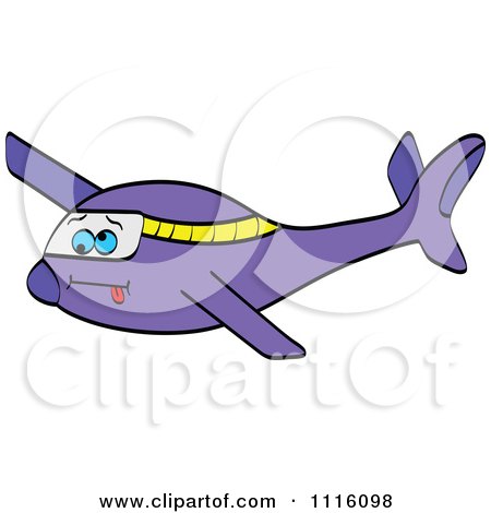 Clipart Dizzy Purple Airplane - Royalty Free Vector Illustration by Andrei Marincas