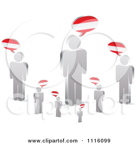 Clipart 3d Silver People With Austrian Chat Balloons - Royalty Free Vector Illustration by Andrei Marincas