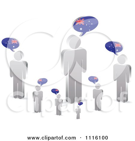 Clipart 3d Silver People With Australian Chat Balloons - Royalty Free Vector Illustration by Andrei Marincas