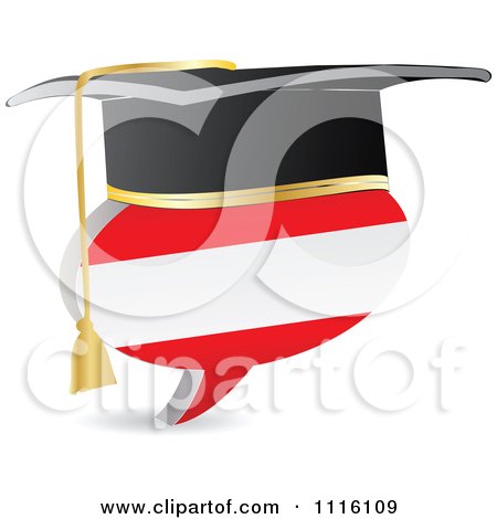 Clipart 3d Graduation Austrian Flag Chat Balloon - Royalty Free Vector Illustration by Andrei Marincas