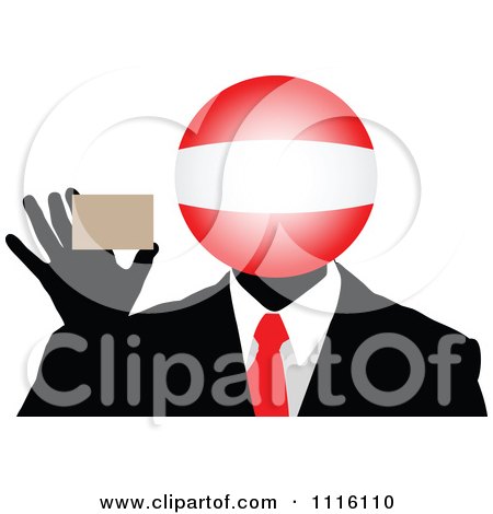 Clipart Austrian Globe Headed Businessman Holding A Card - Royalty Free Vector Illustration by Andrei Marincas