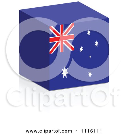 Clipart 3d Australian Flag Cube With A Reflection - Royalty Free Vector Illustration by Andrei Marincas