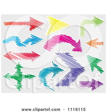 Clipart Colorful Scribble Arrow Designs On Gray - Royalty Free Vector Illustration by Andrei Marincas