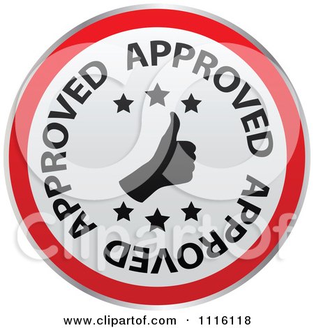 Clipart Red And White Thumbs Up Approved Icon - Royalty Free Vector Illustration by Andrei Marincas