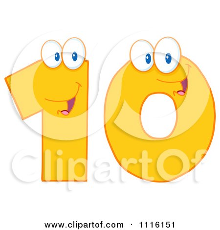 Clipart Happy Yellow Number 10 - Royalty Free Vector Illustration by Hit Toon