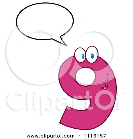 Clipart Happy Pink Number Nine Talking 1 - Royalty Free Vector Illustration by Hit Toon