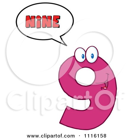 Clipart Happy Pink Number Nine Talking 2 - Royalty Free Vector Illustration by Hit Toon