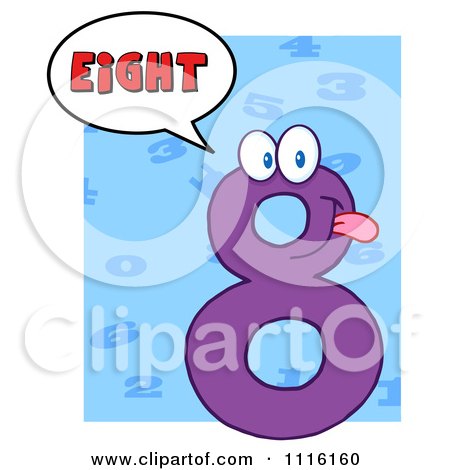 Clipart Happy Purple Number Eight Talking 3 - Royalty Free Vector Illustration by Hit Toon