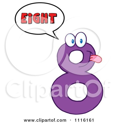 Clipart Happy Purple Number Eight Talking 2 - Royalty Free Vector Illustration by Hit Toon