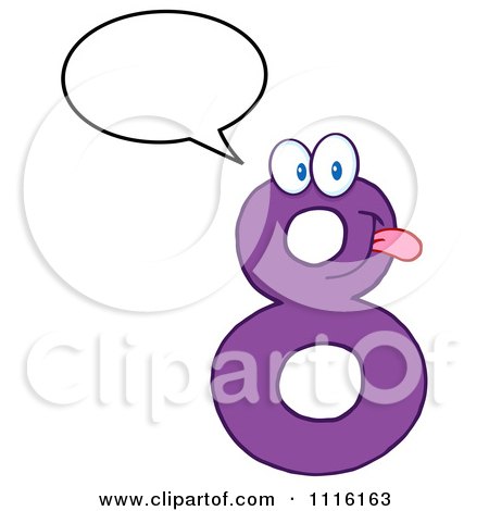 Clipart Happy Purple Number Eight Talking 1 - Royalty Free Vector Illustration by Hit Toon