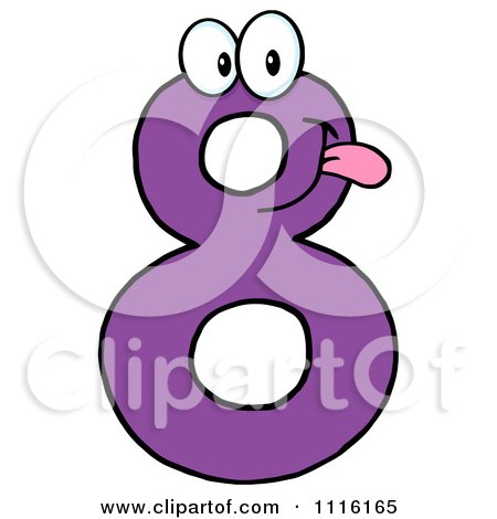 Clipart Happy Purple Number Eight - Royalty Free Vector Illustration by Hit Toon