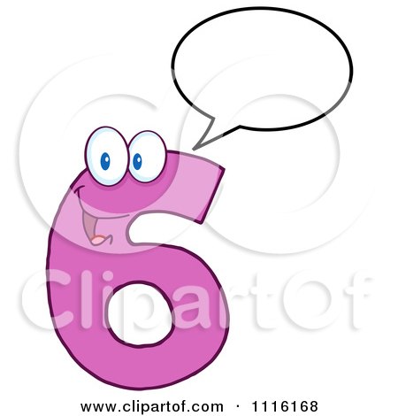 Clipart Happy Pink Number Six Talking 1 - Royalty Free Vector Illustration by Hit Toon
