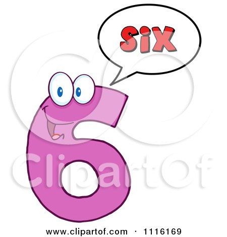 Clipart Happy Pink Number Six Talking 2 - Royalty Free Vector Illustration by Hit Toon