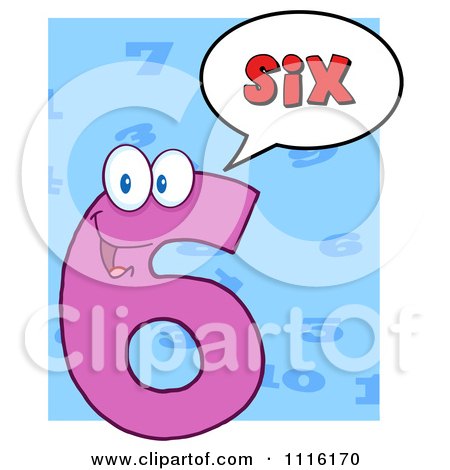 Clipart Happy Pink Number Six Talking 3 - Royalty Free Vector Illustration by Hit Toon