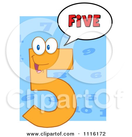 Clipart Happy Orange Number Five Talking 3 - Royalty Free Vector Illustration by Hit Toon