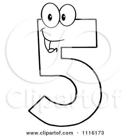 Clipart Happy Outlined Number Five - Royalty Free Vector Illustration by Hit Toon