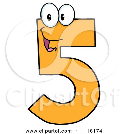 Clipart Happy Orange Number Five - Royalty Free Vector Illustration by Hit Toon