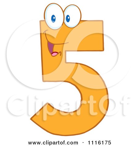 Clipart Happy Orange Number 5 - Royalty Free Vector Illustration by Hit Toon