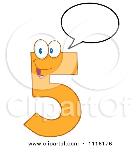Clipart Happy Orange Number Five Talking 1 - Royalty Free Vector Illustration by Hit Toon
