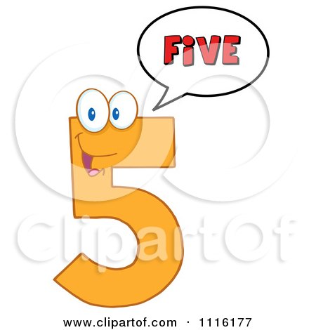 Clipart Happy Orange Number Five Talking 2 - Royalty Free Vector Illustration by Hit Toon