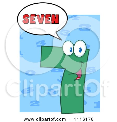 Clipart Happy Green Number Seven Talking 3 - Royalty Free Vector Illustration by Hit Toon