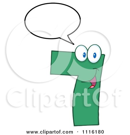 Clipart Happy Green Number Seven Talking 1 - Royalty Free Vector Illustration by Hit Toon