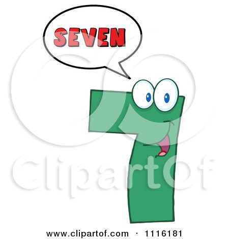 Clipart Happy Green Number Seven Talking 2 - Royalty Free Vector Illustration by Hit Toon