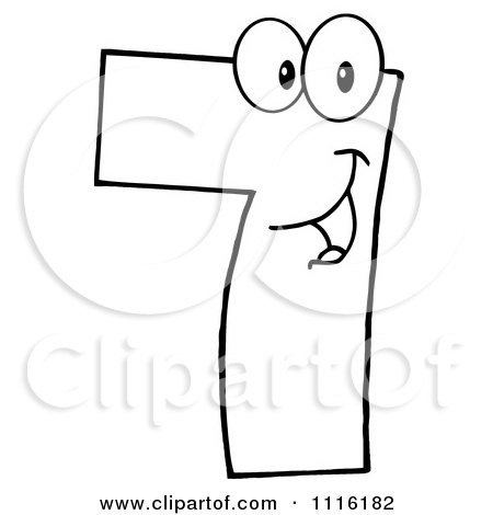 Clipart Happy Outlined Number Seven - Royalty Free Vector Illustration by Hit Toon