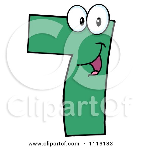 Clipart Happy Green Number Seven - Royalty Free Vector Illustration by Hit Toon