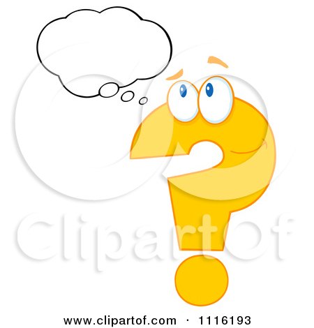 Clipart Yellow Question Mark With A Thought Balloon 1 - Royalty Free Vector Illustration by Hit Toon